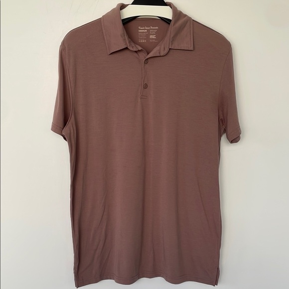 Fresh Clean Threads Pink Mauve Brown Polo Shirt Classic Collar Short Sleeves M - Picture 1 of 14